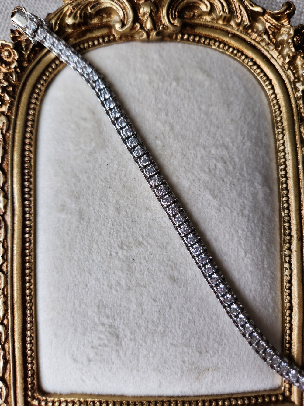 Artisan Vintage 925 Sterling Silver CZ Tennis Bracelet Simulated Diamond Size 7 - Picture 7 of 10